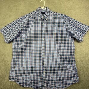 Ralph Lauren Mens 2XLT Plaid Button Down Short Sleeve Shirt‎ Classic Fit Casual